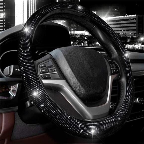 Steering Wheel Cover for Women Men Bling Bling Crystal Diamond Sparkling Car SUV - Picture 1 of 7